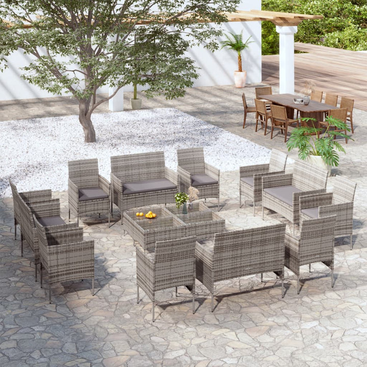 Set Mobilier De Grădină Cu Perne, 8 Piese, , Poliratan