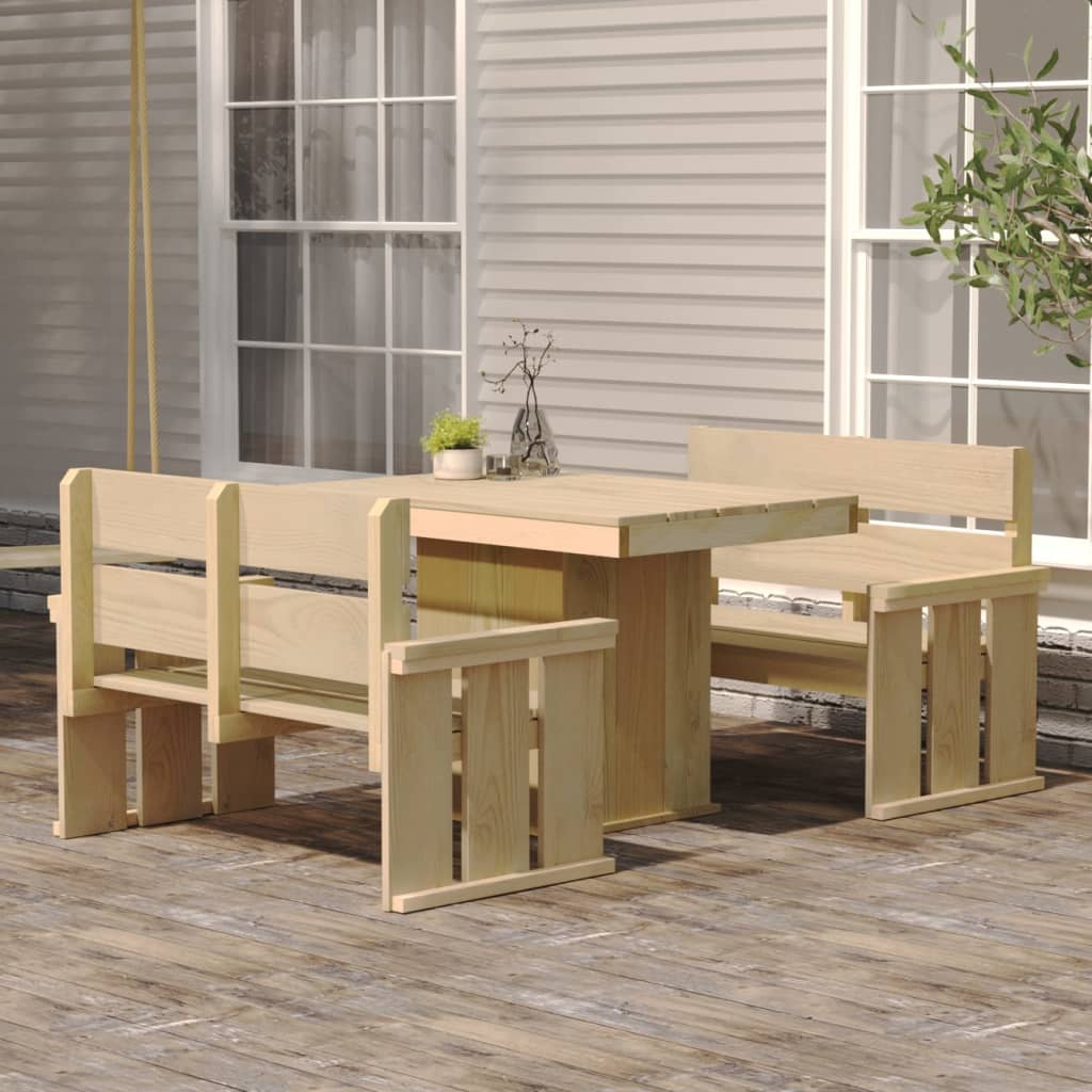 Set Mobilier De Exterior, 3 Piese, Lemn De Pin Tratat