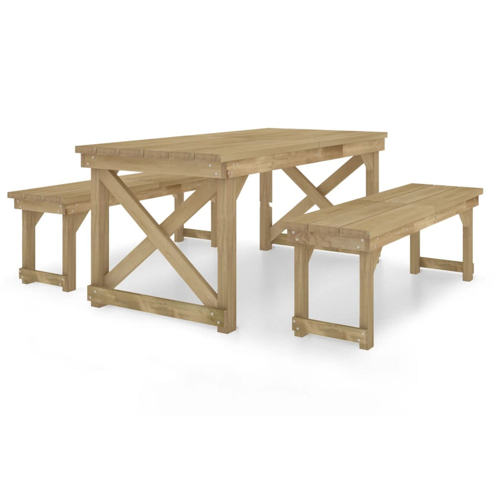 Set Mobilier De Grădină, 3 Piese, Lemn De Pin Tratat