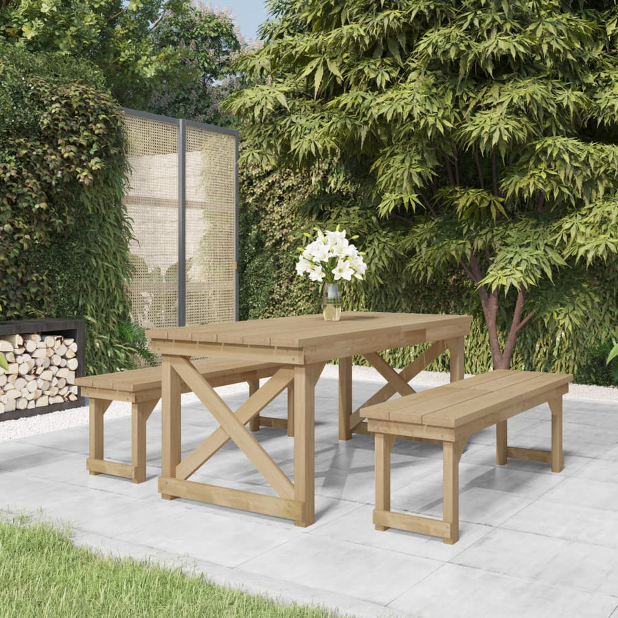 Set Mobilier De Grădină, 3 Piese, Lemn De Pin Tratat