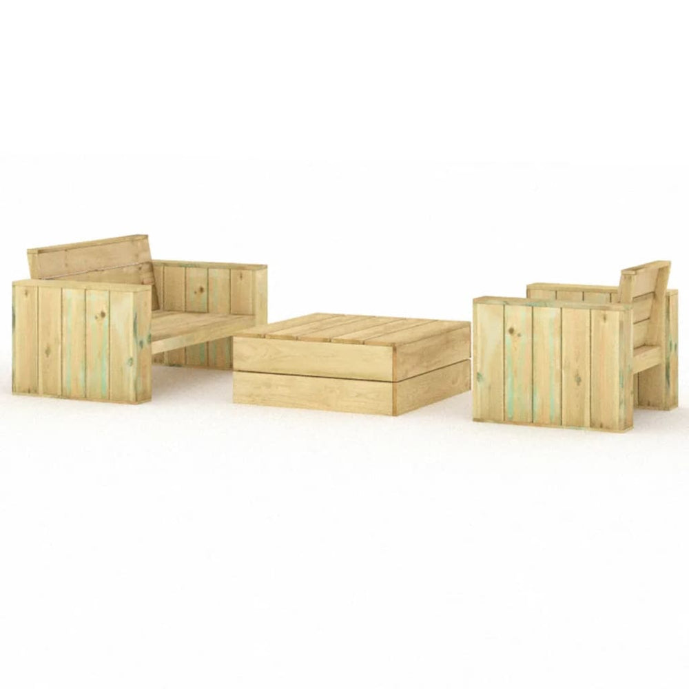 Set Mobilier De Grădină, 3 Piese, Lemn Masiv Pin Tratat