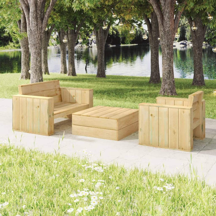 Set Mobilier De Grădină, 3 Piese, Lemn Masiv Pin Tratat