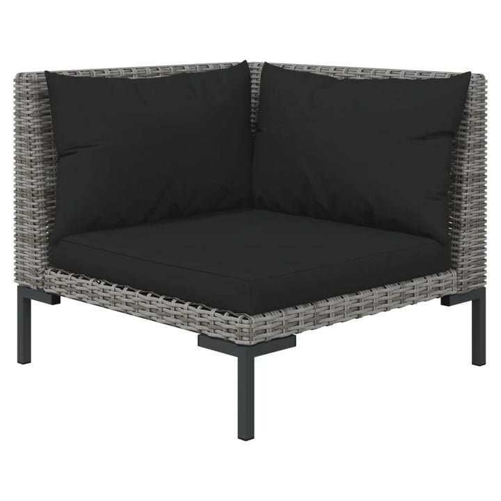 Set Mobilier Grădină 3 Piese, Gri Închis, Poliratan Semi-Rotund