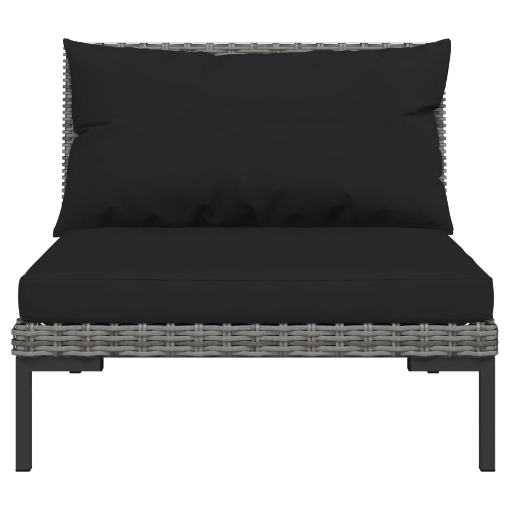 Set Mobilier Grădină 3 Piese, Gri Închis, Poliratan Semi-Rotund