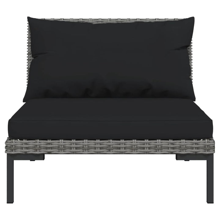Set Mobilier Grădină 3 Piese, Gri Închis, Poliratan Semi-Rotund