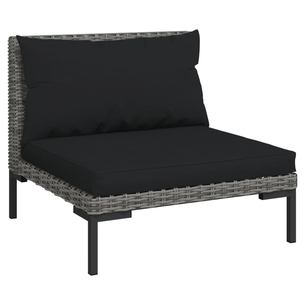 Set Mobilier Grădină 3 Piese, Gri Închis, Poliratan Semi-Rotund
