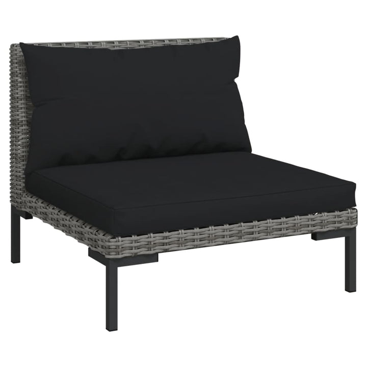 Set Mobilier Grădină 3 Piese, Gri Închis, Poliratan Semi-Rotund