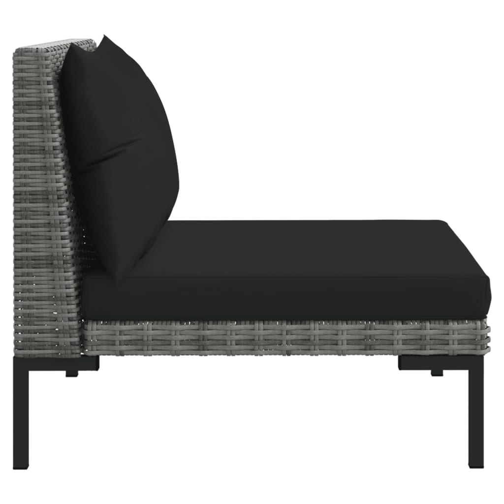 Set Mobilier Grădină 3 Piese, Gri Închis, Poliratan Semi-Rotund
