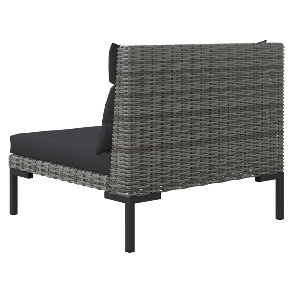 Set Mobilier Grădină 3 Piese, Gri Închis, Poliratan Semi-Rotund