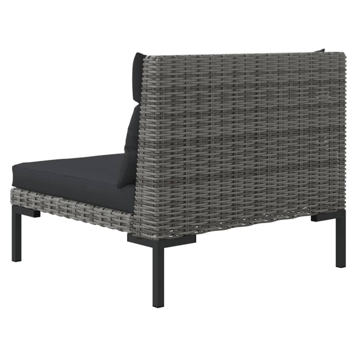 Set Mobilier Grădină 3 Piese, Gri Închis, Poliratan Semi-Rotund