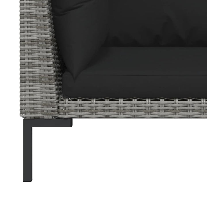 Set Mobilier Grădină 3 Piese, Gri Închis, Poliratan Semi-Rotund