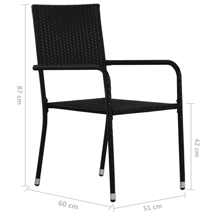 Scaune Dining De Grădină Stivuibile 2 Buc. Negru Poliratan