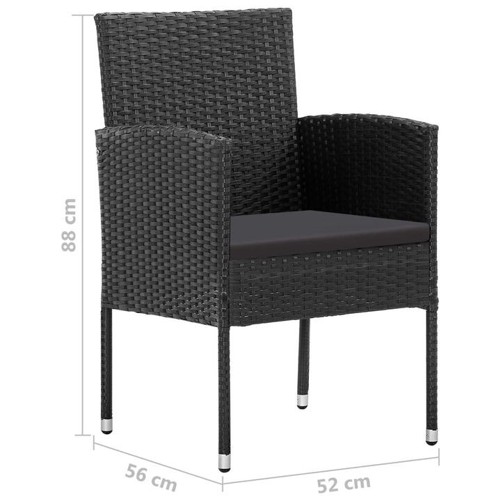 Scaune De Grădină Cu Perne, 4 Buc., Negru, Poliratan