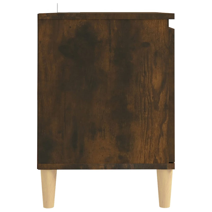 Comodă Tv, Picioare Lemn Masiv, Stejar Fumuriu, 103,5X35X50 Cm