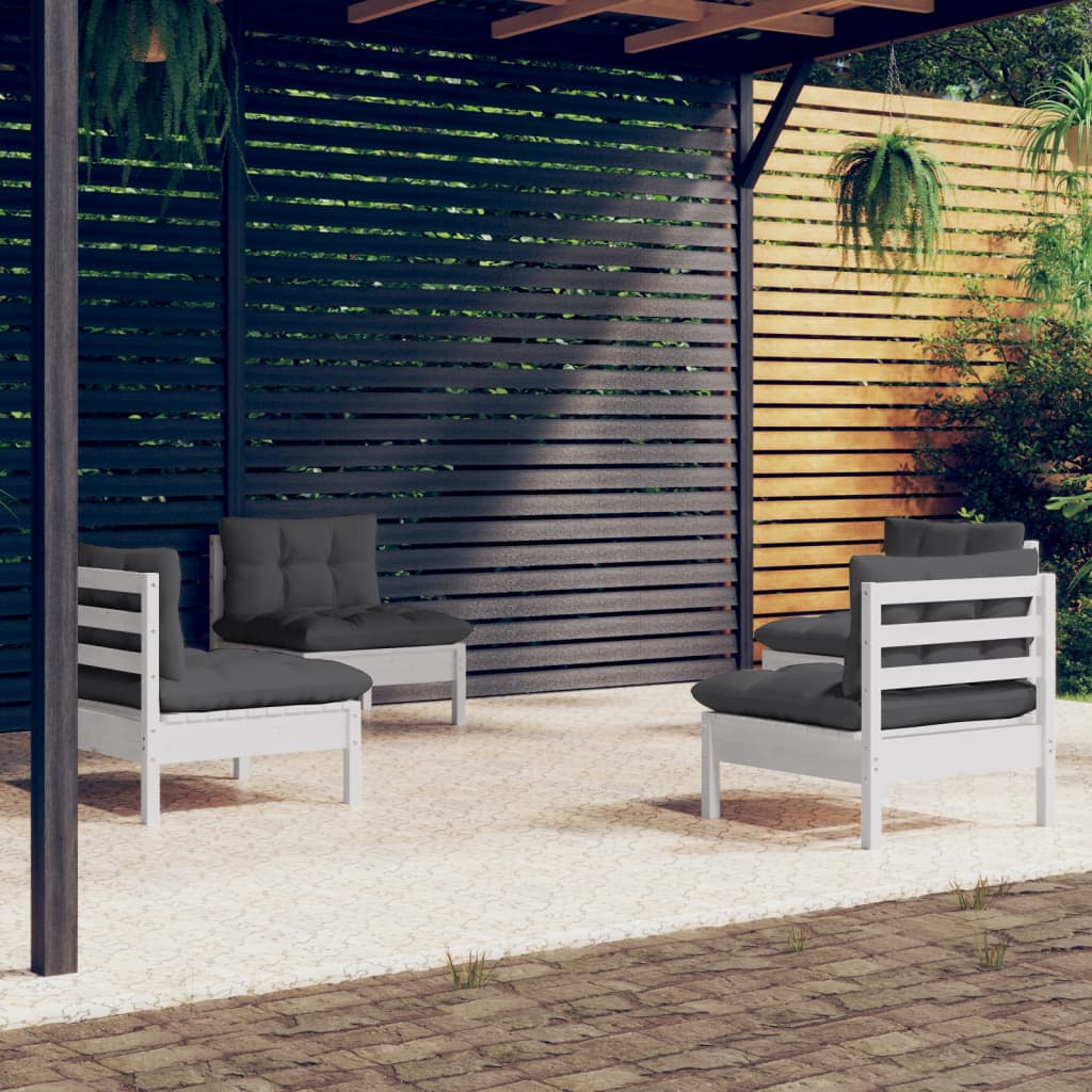 Set Mobilier Grădină Cu Perne, 4 Piese, Crem, Lemn De Pin