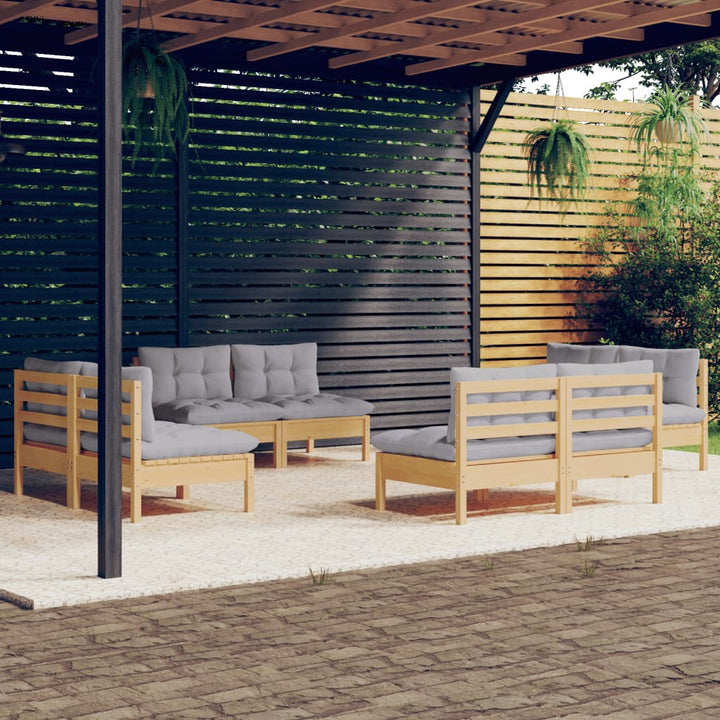 Set Mobilier Grădină Cu Perne Crem, 8 Piese, Lemn Masiv De Pin