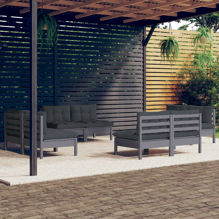 Set Mobilier Grădină Cu Perne Crem, 8 Piese, Lemn Masiv De Pin