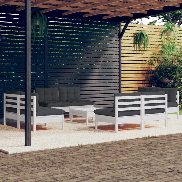 Set Mobilier Grădină Cu Perne, 5 Piese, Antracit, Lemn De Pin