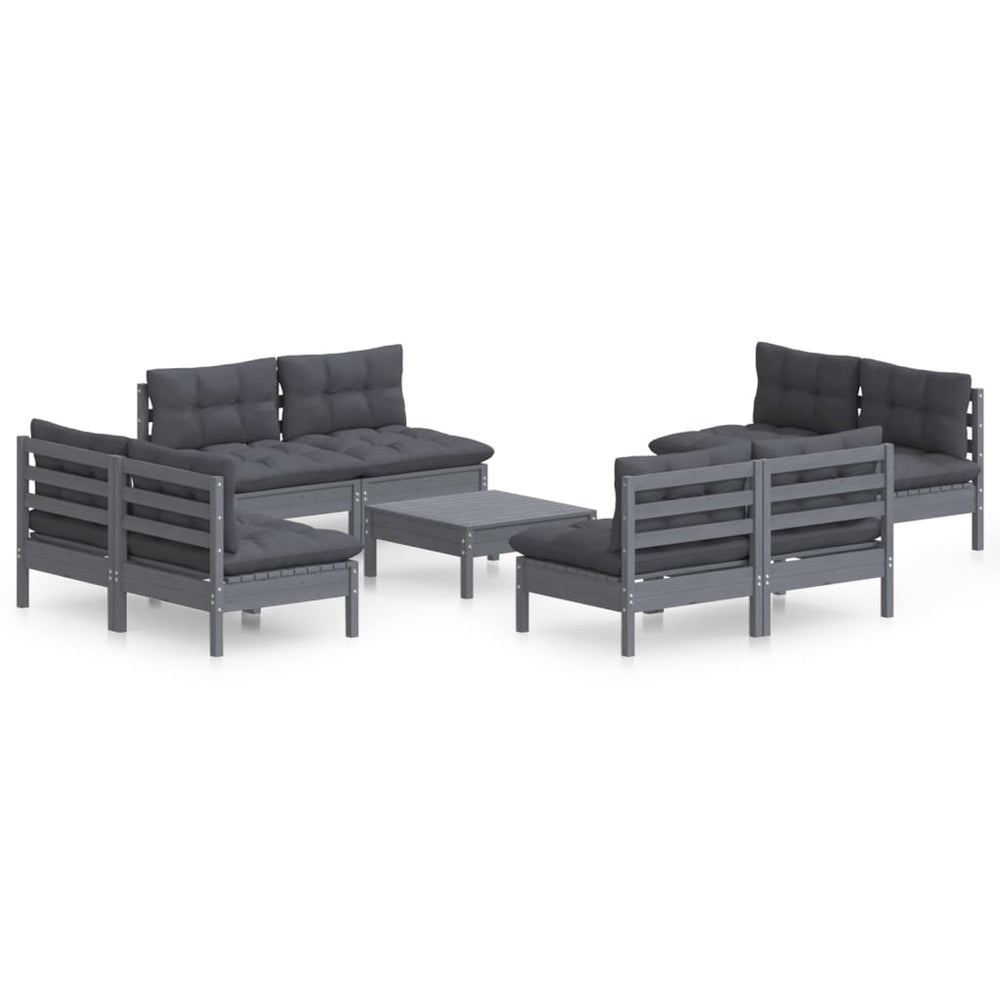 Set Mobilier Grădină Cu Perne, 5 Piese, Antracit, Lemn De Pin