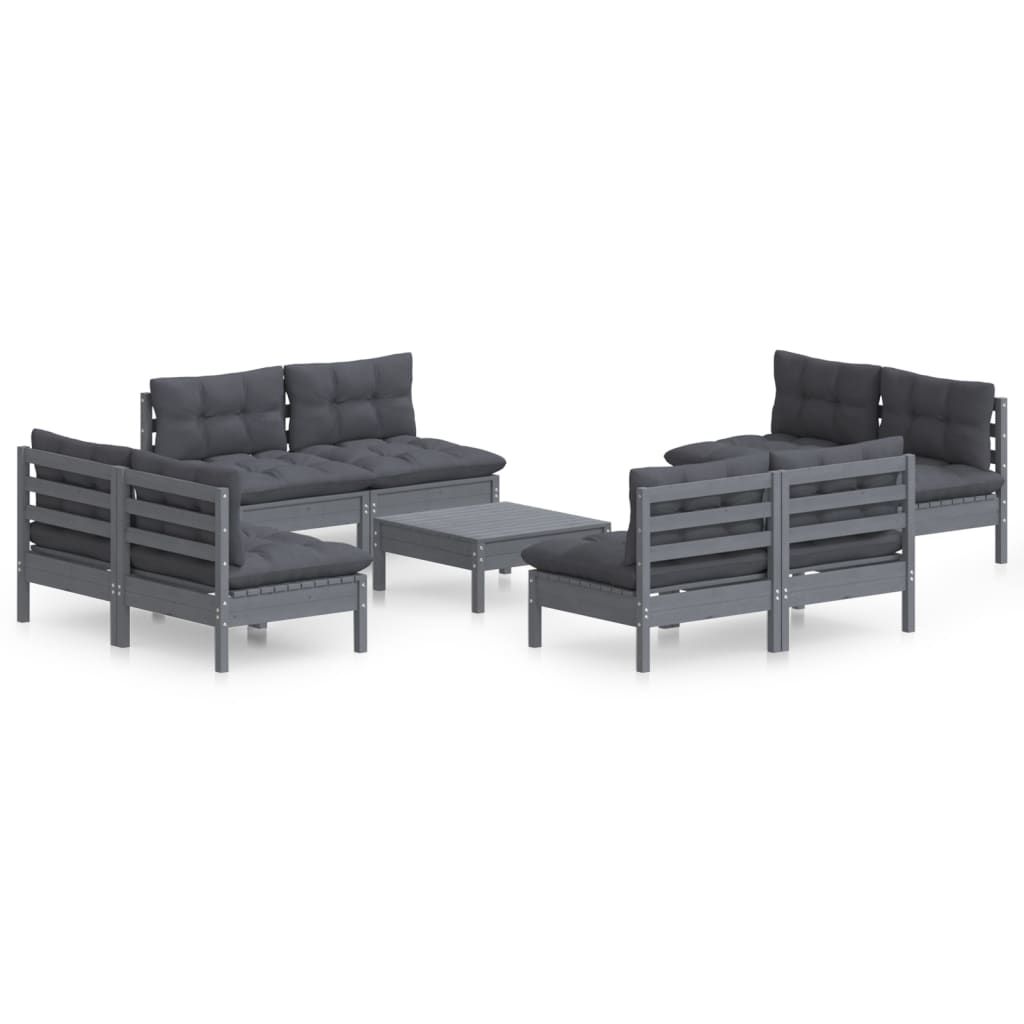 Set Mobilier Grădină Cu Perne, 5 Piese, Antracit, Lemn De Pin