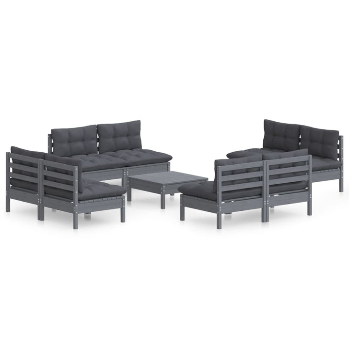 Set Mobilier Grădină Cu Perne, 5 Piese, Antracit, Lemn De Pin