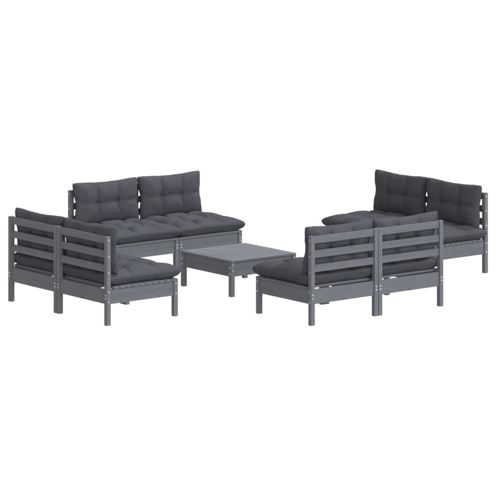 Set Mobilier Grădină Cu Perne, 5 Piese, Antracit, Lemn De Pin