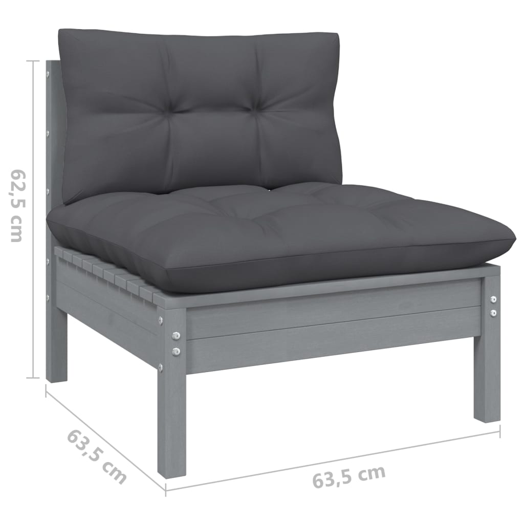 Set Mobilier Grădină Cu Perne, 5 Piese, Antracit, Lemn De Pin