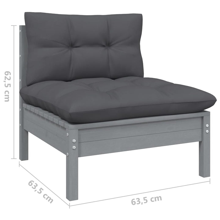 Set Mobilier Grădină Cu Perne, 5 Piese, Antracit, Lemn De Pin