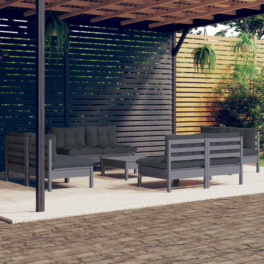 Set Mobilier Grădină Cu Perne, 5 Piese, Antracit, Lemn De Pin