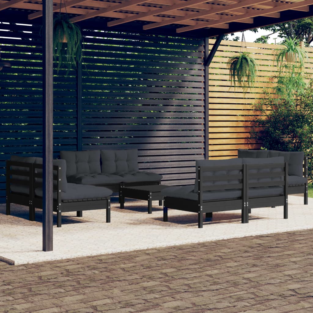 Set Mobilier Grădină Cu Perne, 5 Piese, Antracit, Lemn De Pin