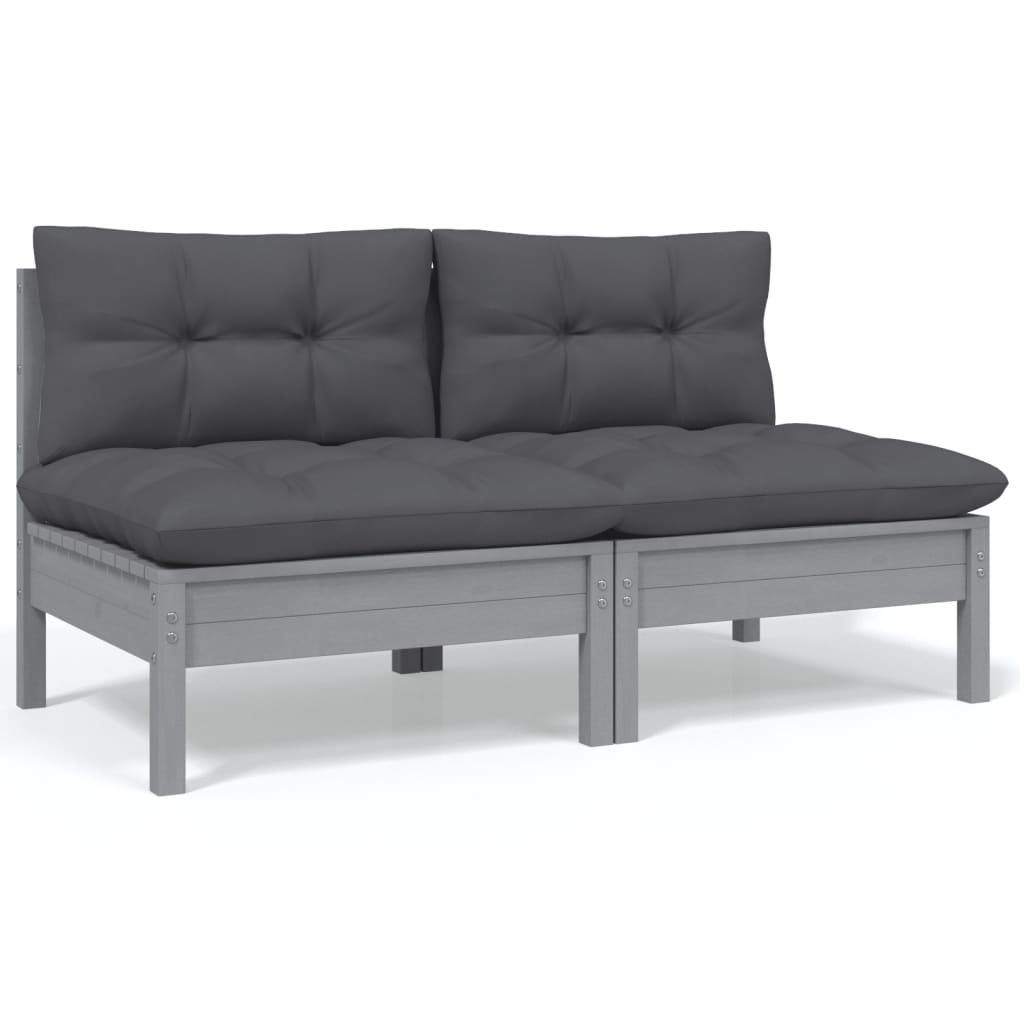Set Mobilier De Grădină Cu Perne, 13 Piese, Antracit, Lemn Pin