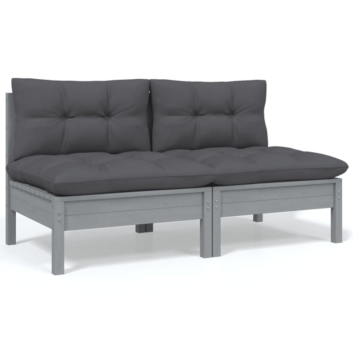 Set Mobilier De Grădină Cu Perne, 13 Piese, Antracit, Lemn Pin