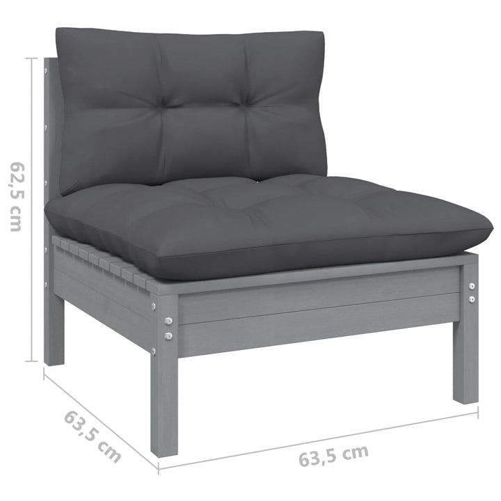 Set Mobilier De Grădină Cu Perne, 13 Piese, Antracit, Lemn Pin
