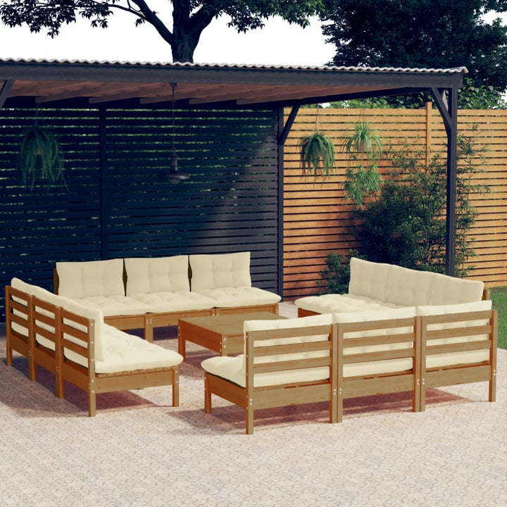 Set Mobilier De Grădină Cu Perne, 13 Piese, Antracit, Lemn Pin