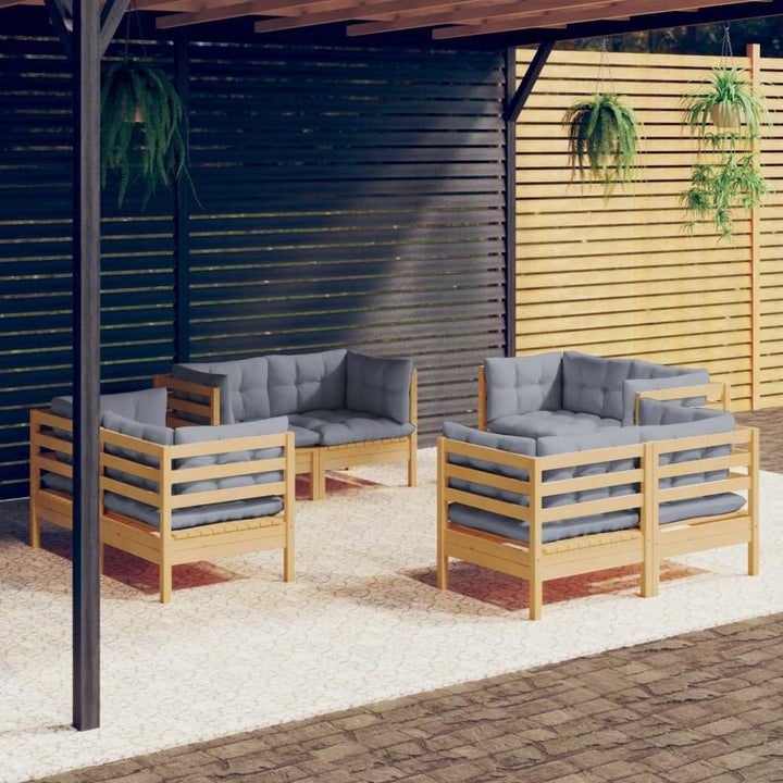 Set Mobilier De Grădină Cu Perne, 8 Piese, Crem, Lemn De Pin