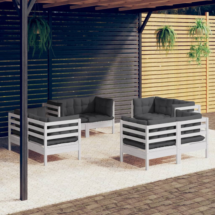 Set Mobilier De Grădină Cu Perne, 8 Piese, Crem, Lemn De Pin