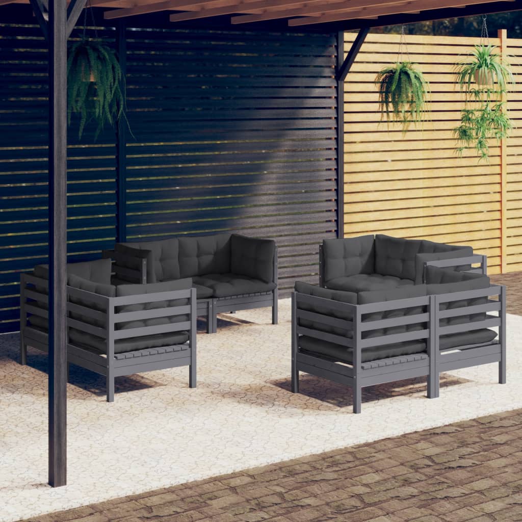 Set Mobilier De Grădină Cu Perne, 8 Piese, Crem, Lemn De Pin
