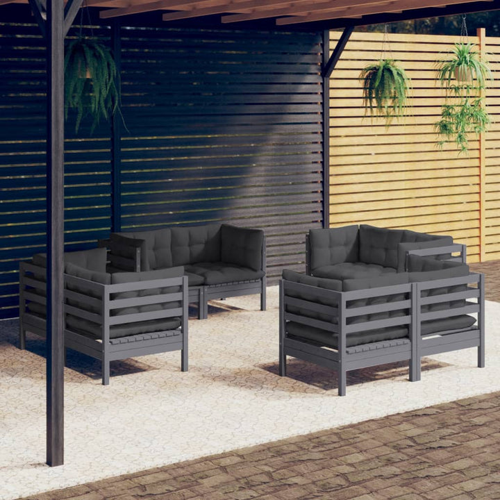 Set Mobilier De Grădină Cu Perne, 8 Piese, Crem, Lemn De Pin