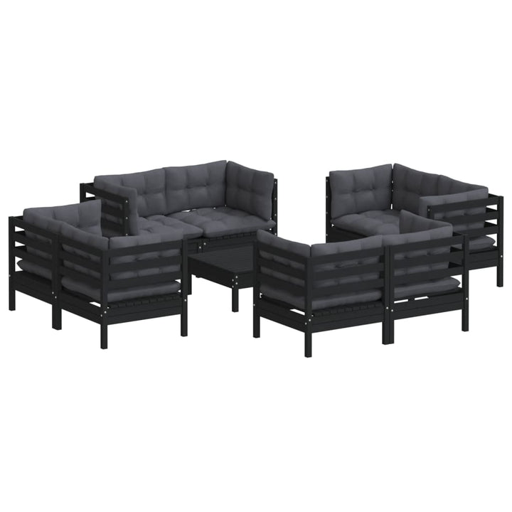 Set Mobilier De Grădină Cu Perne, 9 Piese, Antracit, Lemn Pin