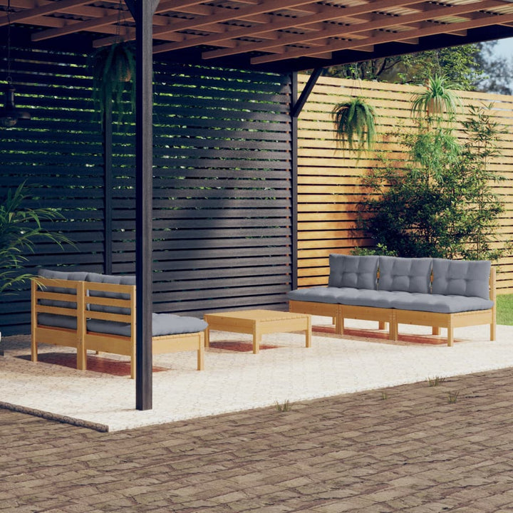 Set Mobilier Grădină Cu Perne Crem, 6 Piese, Lemn Masiv De Pin