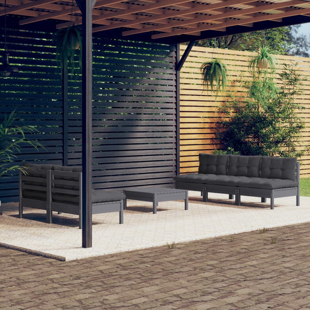 Set Mobilier Grădină Cu Perne Crem, 6 Piese, Lemn Masiv De Pin
