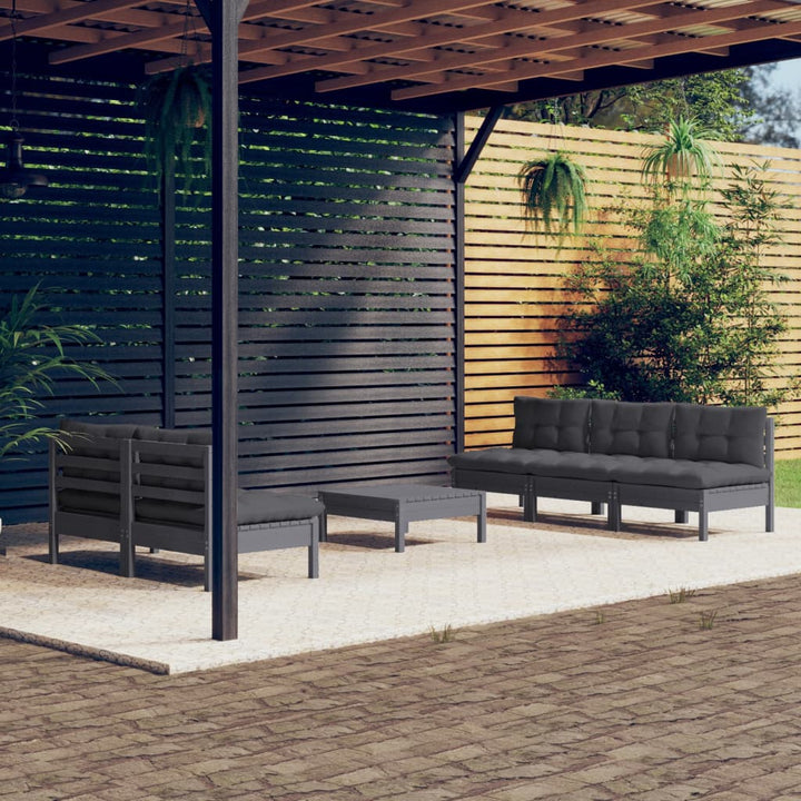 Set Mobilier Grădină Cu Perne Crem, 6 Piese, Lemn Masiv De Pin