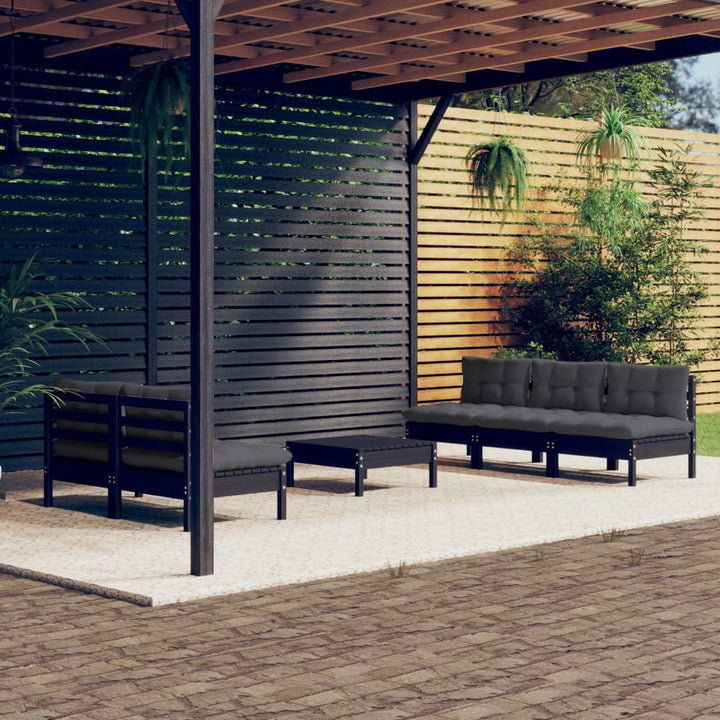 Set Mobilier Grădină Cu Perne Crem, 6 Piese, Lemn Masiv De Pin