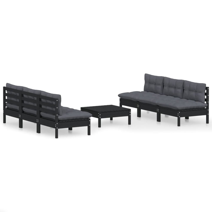 Set Mobilier Grădină Cu Perne Antracit, 7 Piese, Lemn Masiv Pin