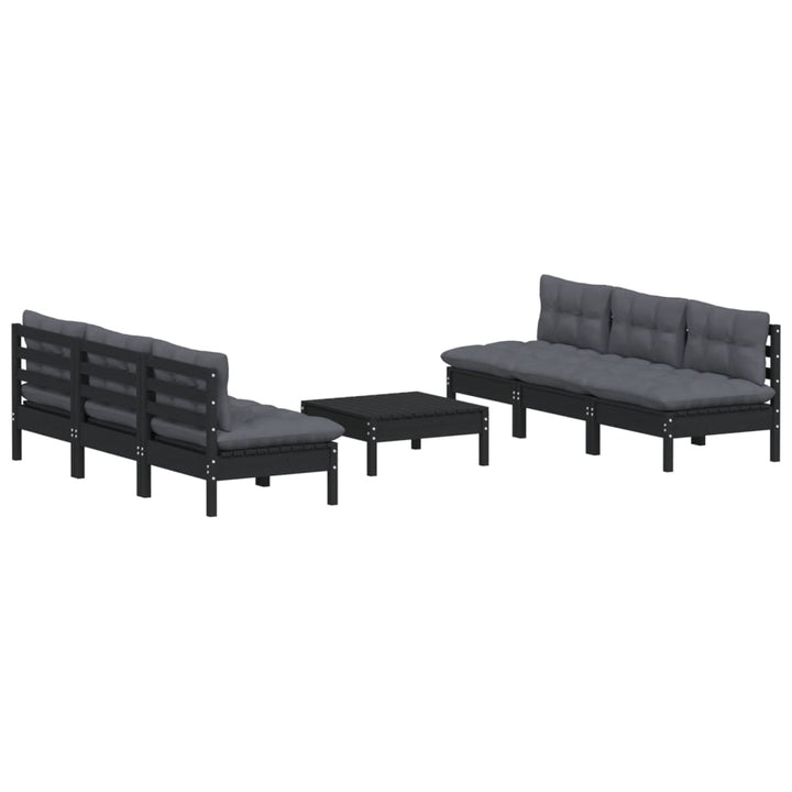 Set Mobilier Grădină Cu Perne Antracit, 7 Piese, Lemn Masiv Pin