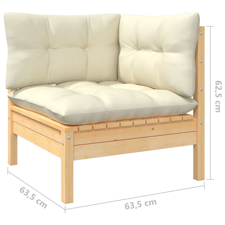 Set Mobilier Grădină Cu Perne Crem, 4 Piese, Lemn De Pin