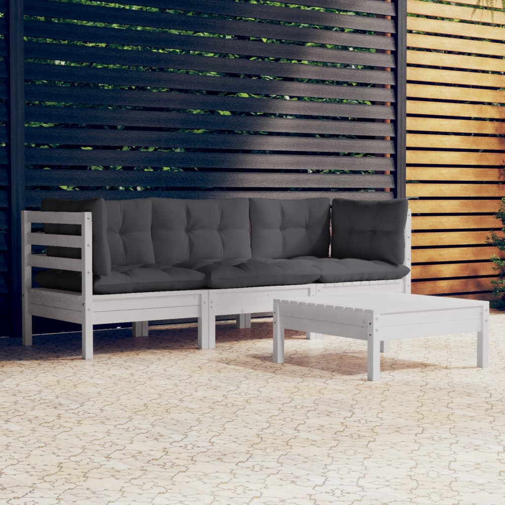 Set Mobilier Grădină Cu Perne Crem, 4 Piese, Lemn De Pin