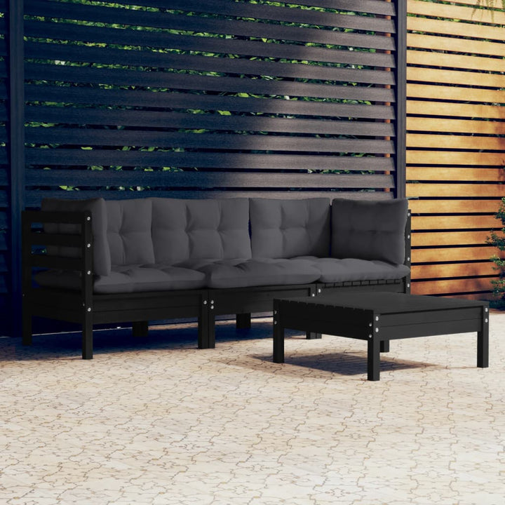 Set Mobilier Grădină Cu Perne Crem, 4 Piese, Lemn De Pin