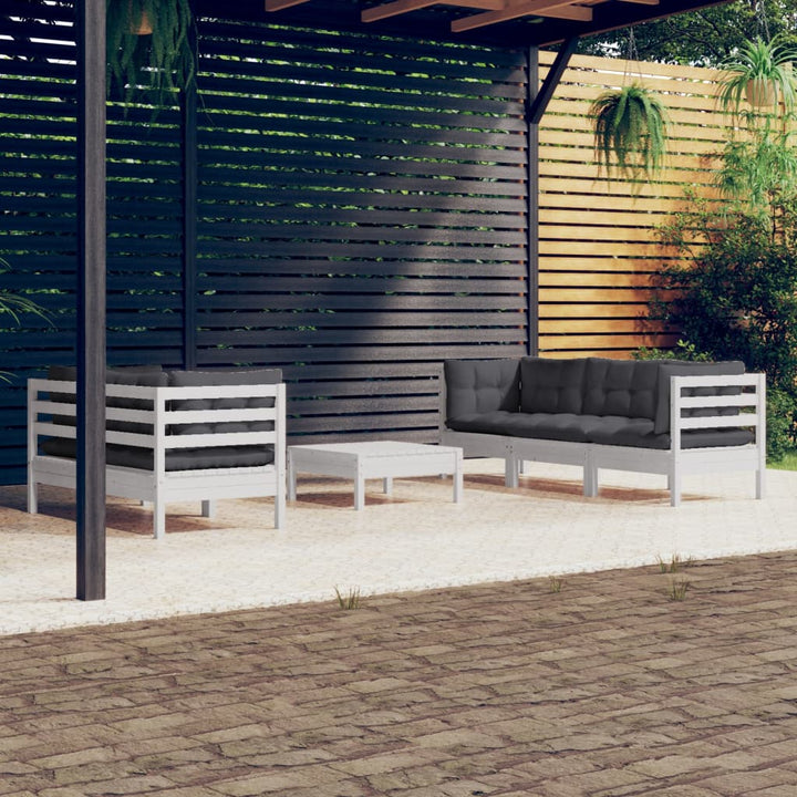 Set Mobilier Grădină Cu Perne Crem, 6 Piese, Lemn Masiv De Pin