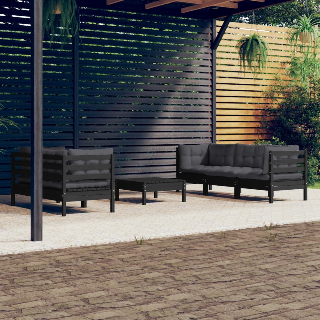 Set Mobilier Grădină Cu Perne Crem, 6 Piese, Lemn Masiv De Pin